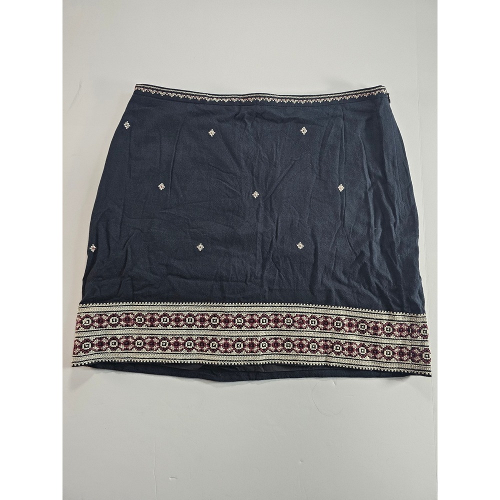 Madewell Mini Skirt Women 8 Black Embroidered Boho Cotton